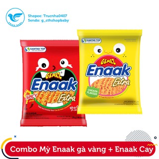 Combo 1 hộp mì Snack Enaak 2 vị gà và vị cay (12gói vàng + 12gói đỏ)