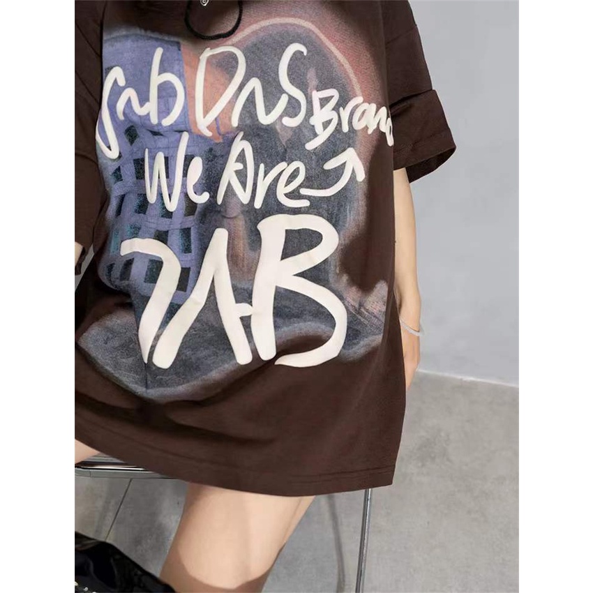 NRVP Áo thun cổ tròn thời trang Hàn Quốc 2022 dành cho nữ oversize