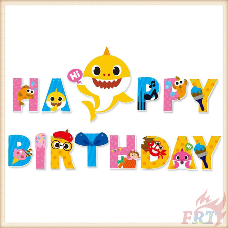 Bộ banner 14 món trang trí tiệc sinh nhật dòng Baby Shark 01 xinh xắn cho bé