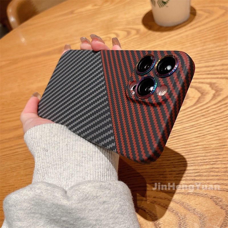 Ốp Điện Thoại Kính Họa Tiết Sợi Carbon Nhiều Màu Sang Trọng Cho Iphone 13 12 11 Pro Max