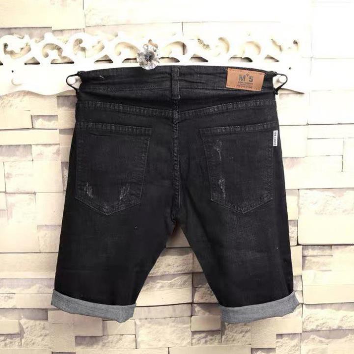 Quần short jean nam, quần bò ngắn cao cấp, quần sọt màu đen rách đẹp 2021 QJNA015 ་