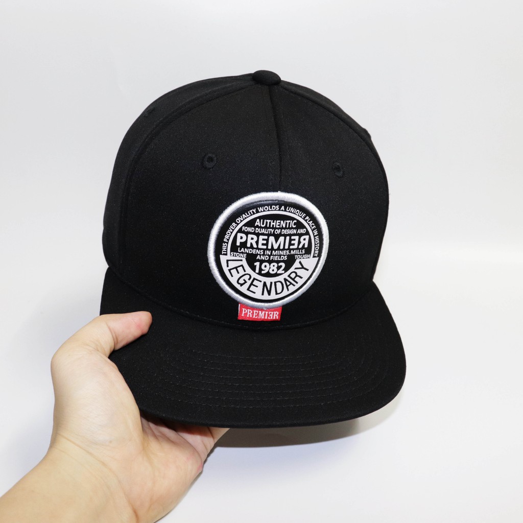 Nón NHS Snapback Pre full đen logo trắng chất liệu dày dặn PR001