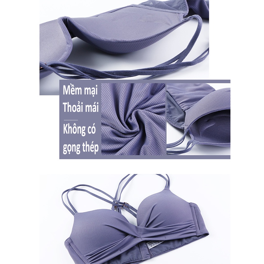 Áo lót nâng ngực HuNa áo ngục không gọng cúp 2,5 cm AN04 mút dày vạt chéo tôn dáng vòng 1 mềm mại tạo khe đẩy ngực NaHu