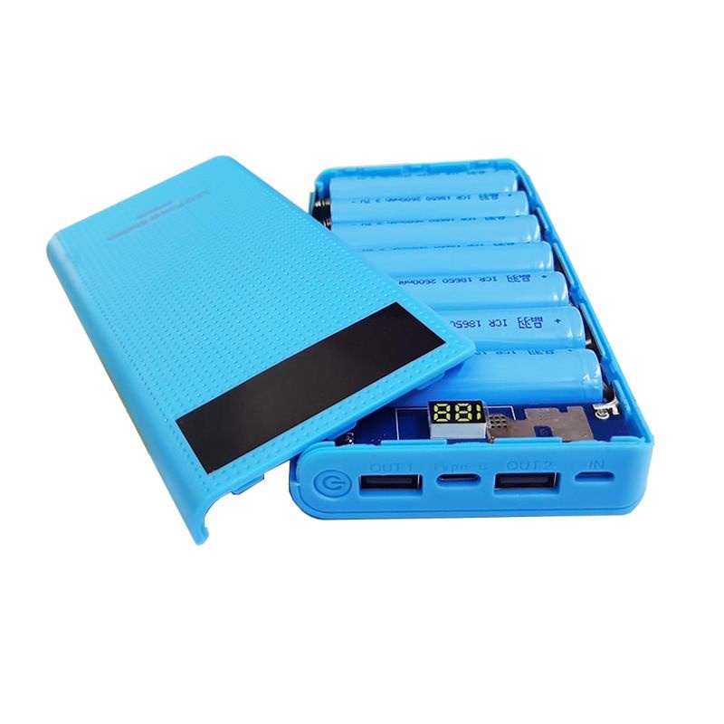 BỘ VỎ 7 PIN - BOX SẠC DỰ PHÒNG ĐIỆN THOẠI CHÂN LÒ XO DÙNG PIN 18650 KHÔNG PHẢI HÀN