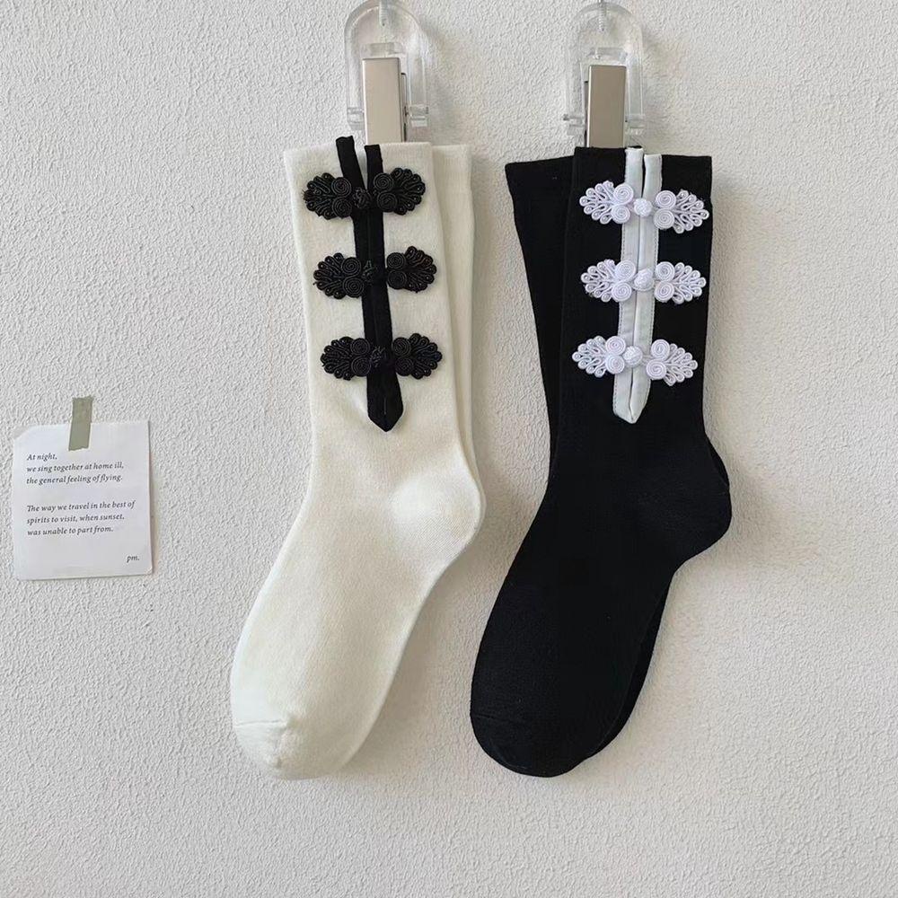 IVORY Vớ Dài Ngang Bắp Chân Phối Ren Cổ Điển Ngọt Ngào Phong Cách Trung Hoa Thời Trang Thu Đông Cho Nữ