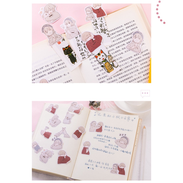 Sticker hộp 45 miếng dán - Cặp Đôi Dễ Thương - Hộp nhãn dán trang trí sổ tay bullet journal - M331
