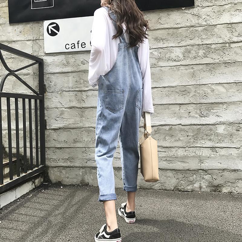 [Hàng Có Sẵn Bán Chạy] Quần Yếm Jean Dài Dáng Rộng Phong Cách Hàn Quốc Dễ Thương Thời Trang Mùa Xuân Cho Nữ Sinh