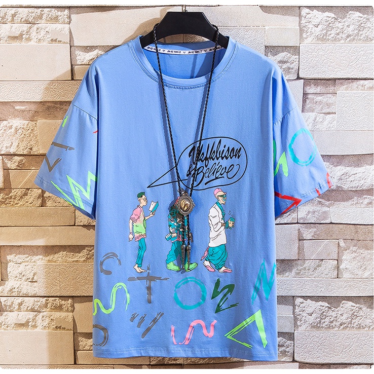 Bộ Quần Áo Thun Phông Nam Nữ Unisex Mùa Hè Ngắn Tay Cổ Tròn In Họa Tiết Sắc Màu Phối Chữ BELIEVE Zenkonu QA NAM 1000103