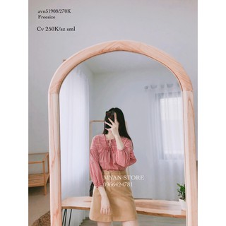 Áo babydoll kẻ đỏ