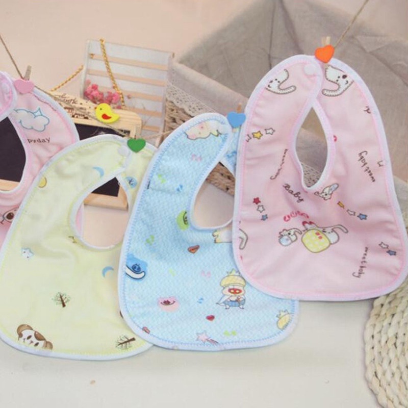 Yếm rãi, yếm ăn dặm vải nhung 2 lớp chống thấm hình chữ U cho bé