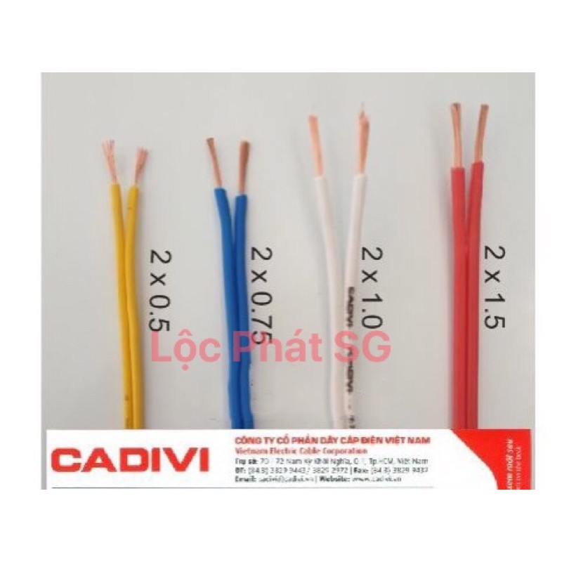 [Bán theo mét] Dây điện đôi mềm Vcmd Cadivi 2x0.5mm, 2x0.75mm, 2x1.0mm, 2X1.5mm