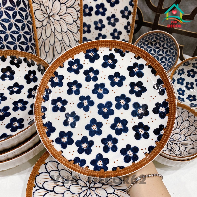 Bát Đĩa Decor  Chén Dĩa Dễ Thương  Đĩa Sứ Bát Tô Ăn Cơm Chén Sứ Đẹp MÂY NHẬT H3