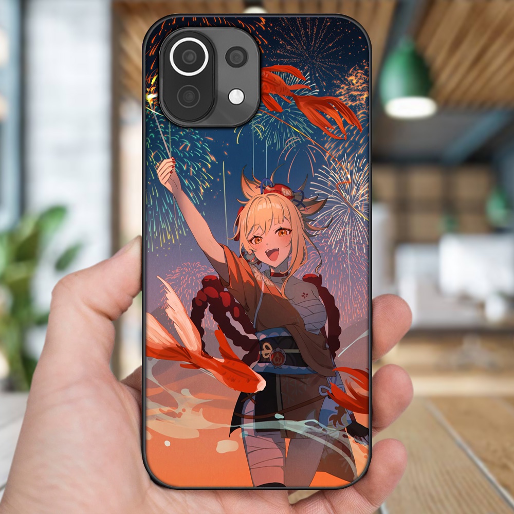 Ốp lưng Xiaomi Mi 11 Lite viền đen in hình Yoimiya Genshin Impact