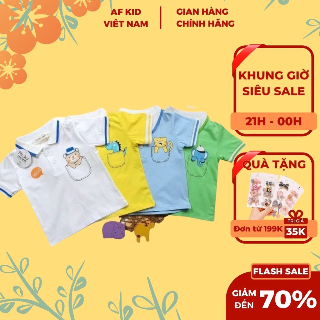 Áo polo cộc tay cho bé trai bé gái minky mom, quần áo trẻ em cao cấp mềm mịn ATKID Việt Nam