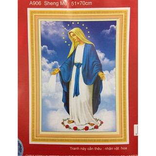Tranh thêu chữ thập Đức mẹ A906