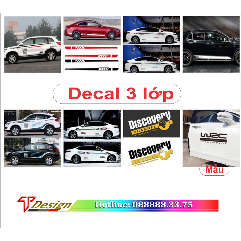 Tem dán sườn oto, decal trang trí xe Vinfast  WRAP36, KT 261x29cm