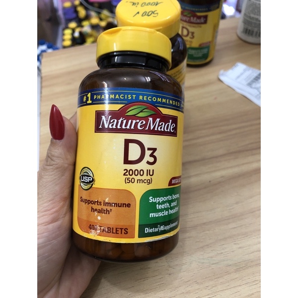 Vitamin D, Vitamin D3 hàm lượng cao 5000iu, 2000iu, 1000 iu nature made mỹ