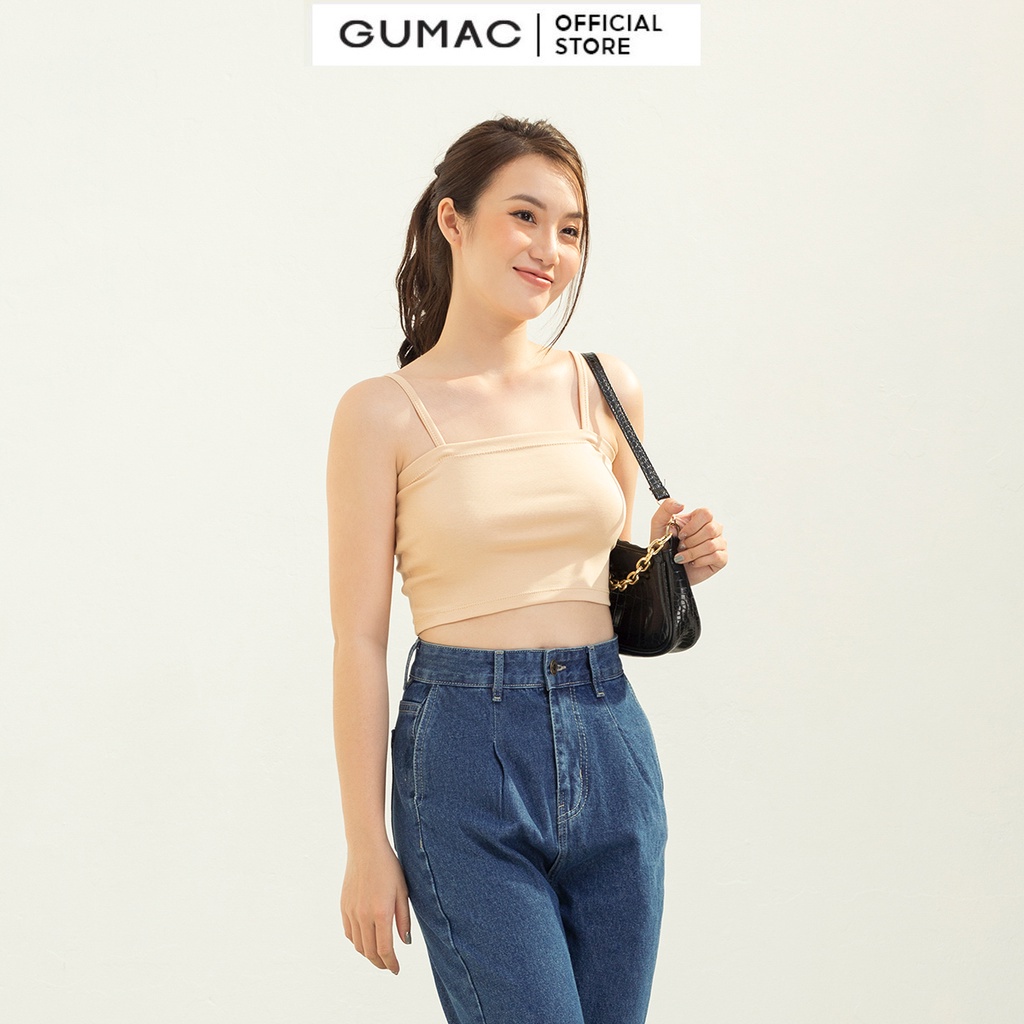Áo croptop nữ hai dây thời trang GUMAC thun borip - co giãn nhiều màu ATC03041 GUMAC | BigBuy360 - bigbuy360.vn