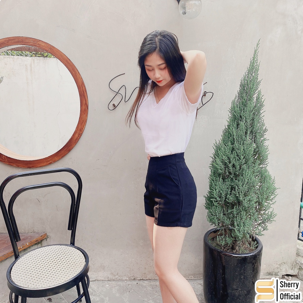 Quần short đùi nữ cạp cao chất tuyết mưa