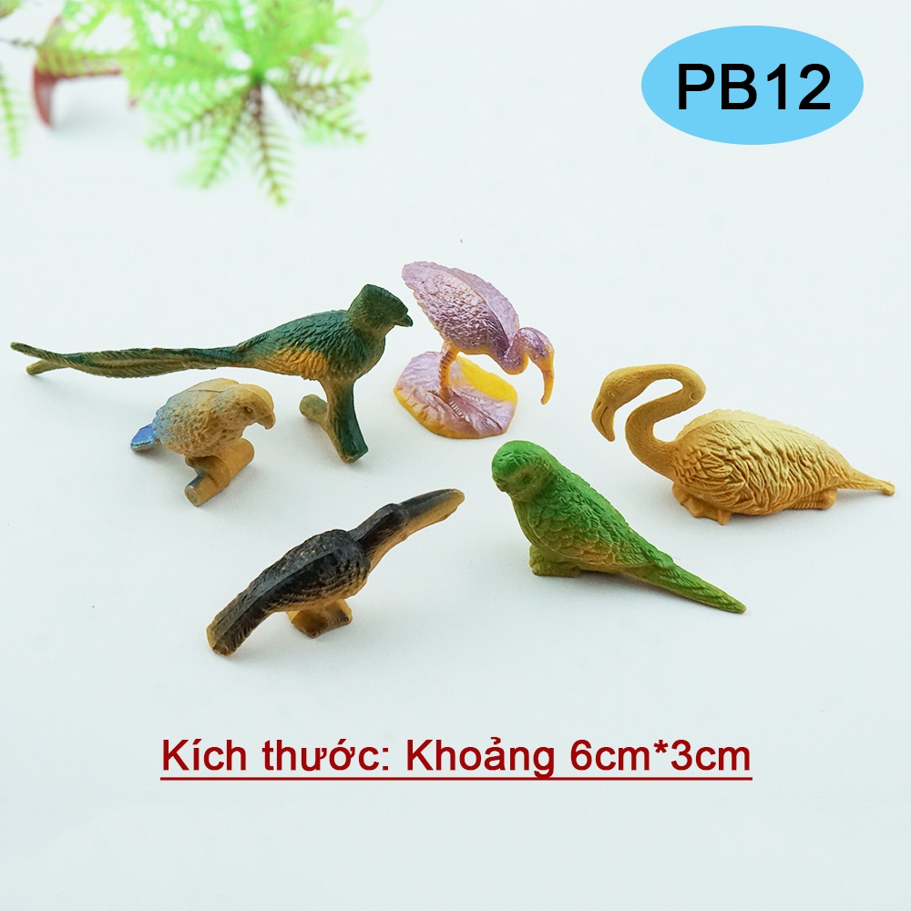 Bộ Mô Hình Nhựa Đồ Chơi 6 con Chim Hạc Chim Sẻ Bird Plastic Toys PB12