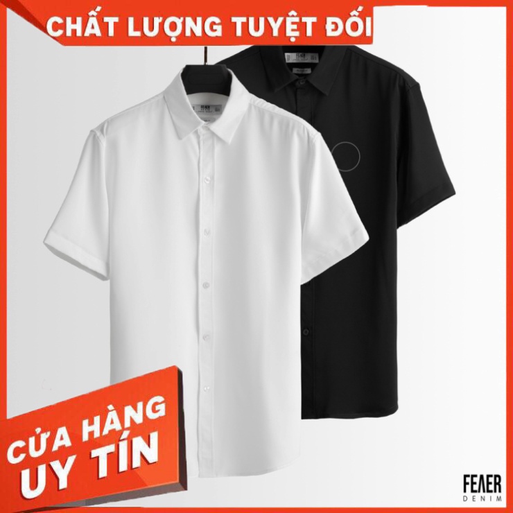 Áo sơ mi nam họa tiết trơn FEAER vải Lụa thoáng mát, không nhăn form suông Basic Short Sleeve |new arrival 2021| - Hàng
