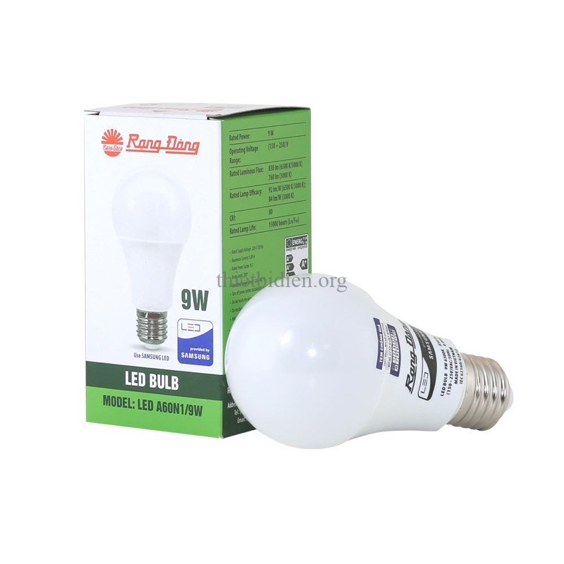 Bóng LED Bulb tròn A60N1/9W Rạng Đông