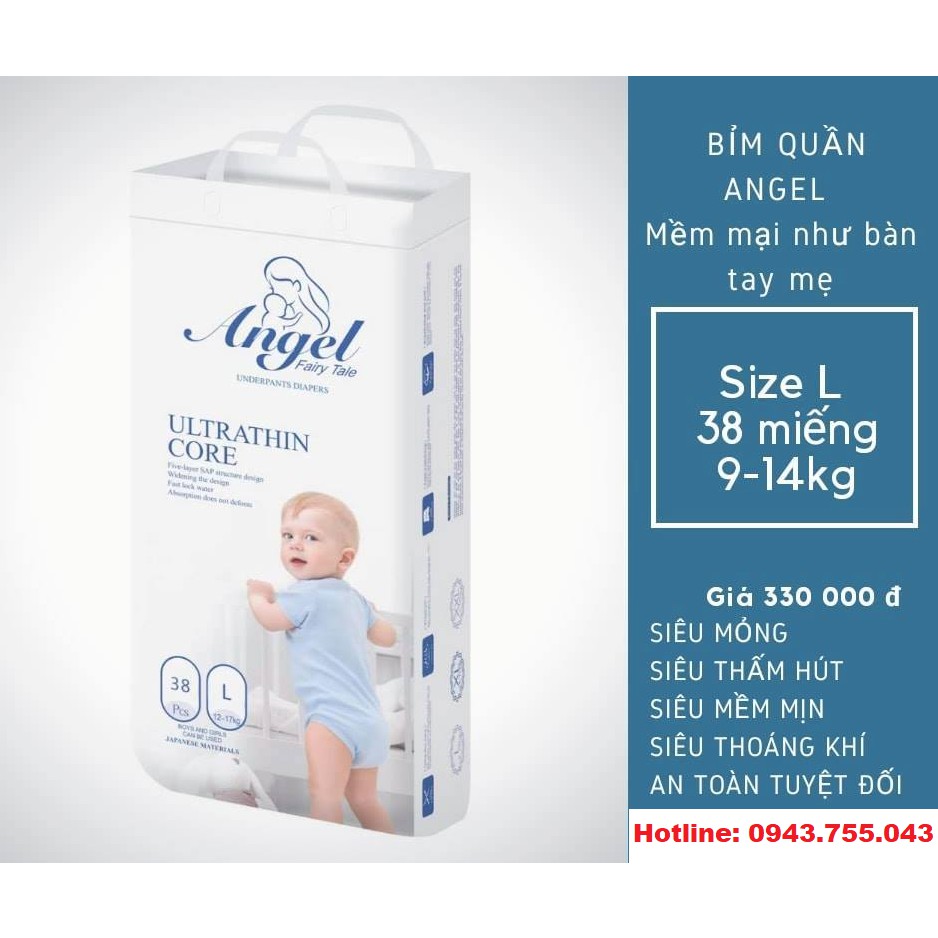 Combo 2 bịch tã quần Angel size M40/L38/XL36/XXL34