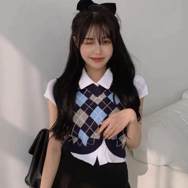 Áo Len Gile Nữ GUMAX Quảng Châu, Áo Gile Len Nữ Cổ Tròn Ulzzang Hàn Quốc Trẻ Trung Cá Tính | BigBuy360 - bigbuy360.vn