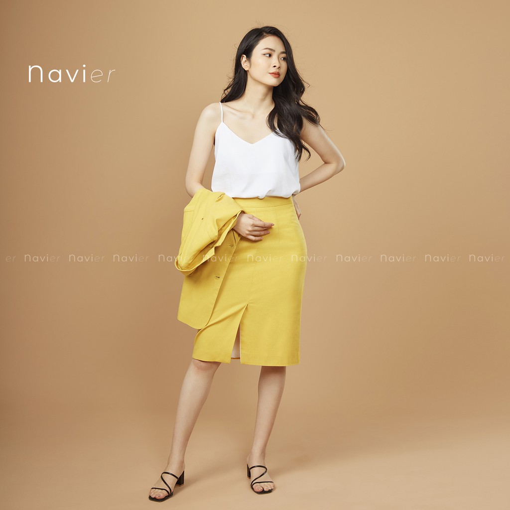 ÁO HAI DÂY NỮ CAMISOLE TOP RÚT HAI BÊN DÁNG RỘNG CỔ TIM MẶC VEST VẢI ĐŨI - LINEN A02 NAVIER | BigBuy360 - bigbuy360.vn