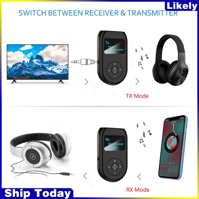 Bộ Thu Phát Tín Hiệu Âm Thanh Bluetooth 5.0 Với Màn Hình LCD Giắc Cắm 3.5mm