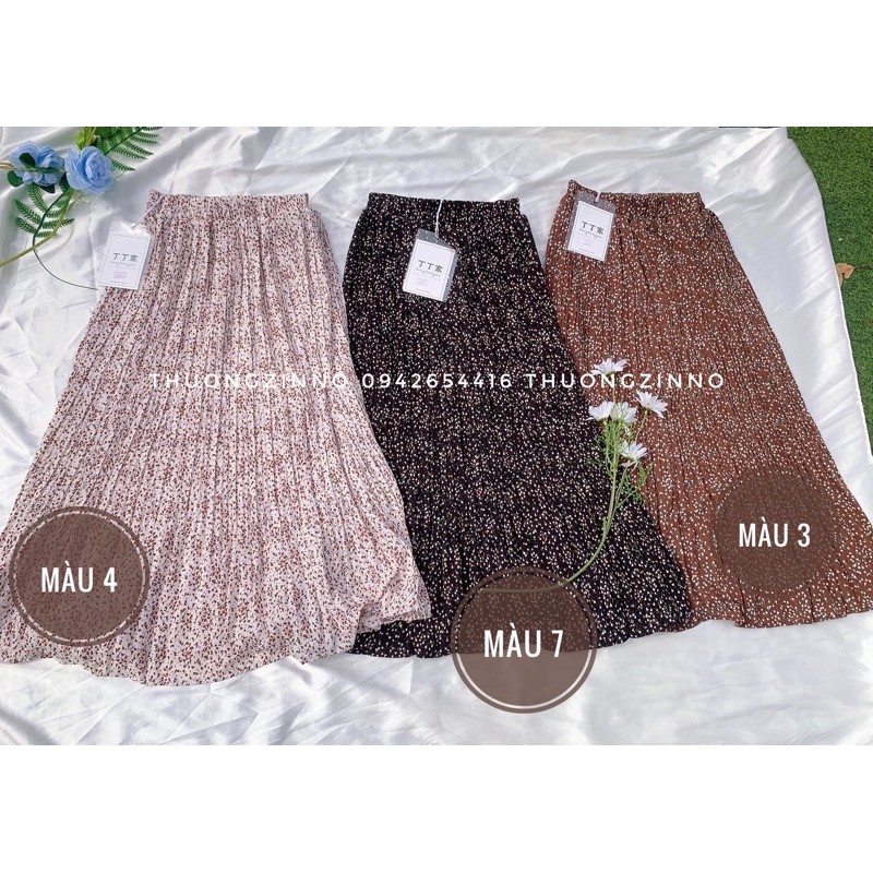 Chân váy hoa xếp li nhỏ Chân váy hoa nhí vintage dáng dài hàng Quảng Châu | BigBuy360 - bigbuy360.vn