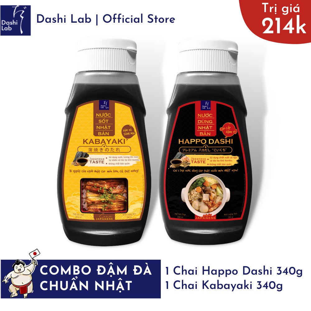 Combo Đậm đà chuẩn Nhật (1 chai Happo Dashi 340g, 1 chai Kabayaki 340g)