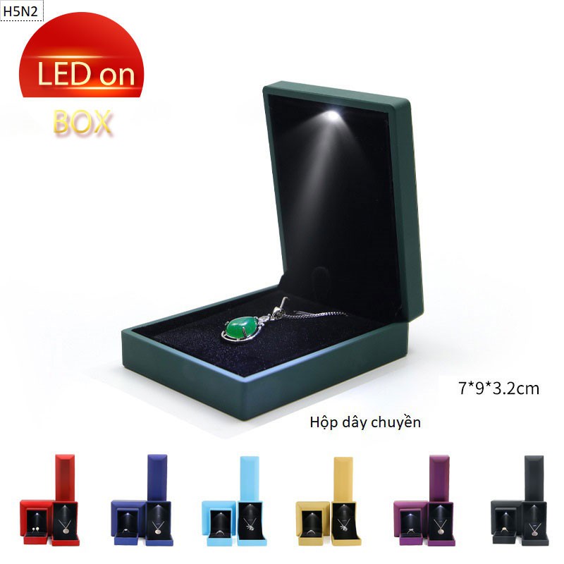 Hộp dây chuyền Tích hợp đèn LED - Hộp đựng trang sức cao su non cao cấp kiểu nắp gập