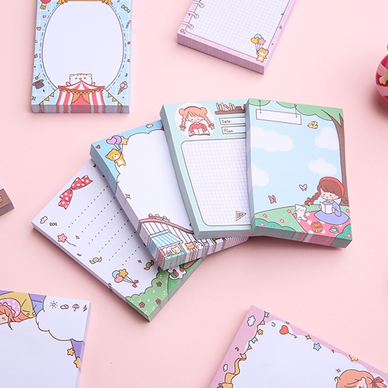 Set 100 Giấy Ghi Chú Họa Tiết Hoạt Hình Xinh Xắn