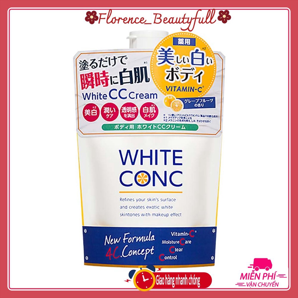 Sữa dưỡng thể trắng da nâng tone White Conc Vitamin C túi 200g Nhật Bản
