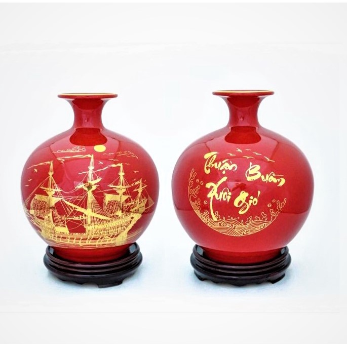 Bình hút lộc bình hút tài lộc hấp vàng Thuận buồm xuôi gió gốm sứ bát tràng làm quà tăng khai trươn