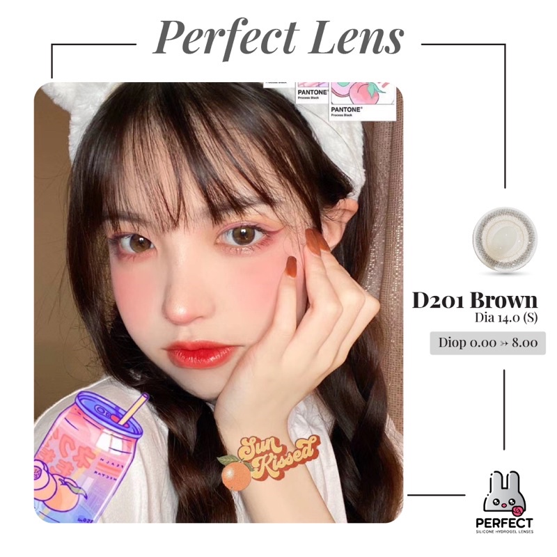 Lens ẢNH MẮT THẬT , Kính Áp Tròng Có Cận và Không Cận , D201 BROWN DIA 14.0 S , Hạn Sử Dụng 1 Năm , Giá Sale
