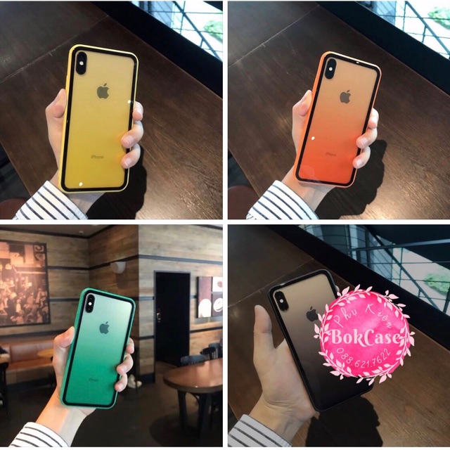 Ốp Lưng KÍNH THẬT 6 màu, viền mềm, góc bo chống sốc iphone 7p 8p x/Xs Xsmax