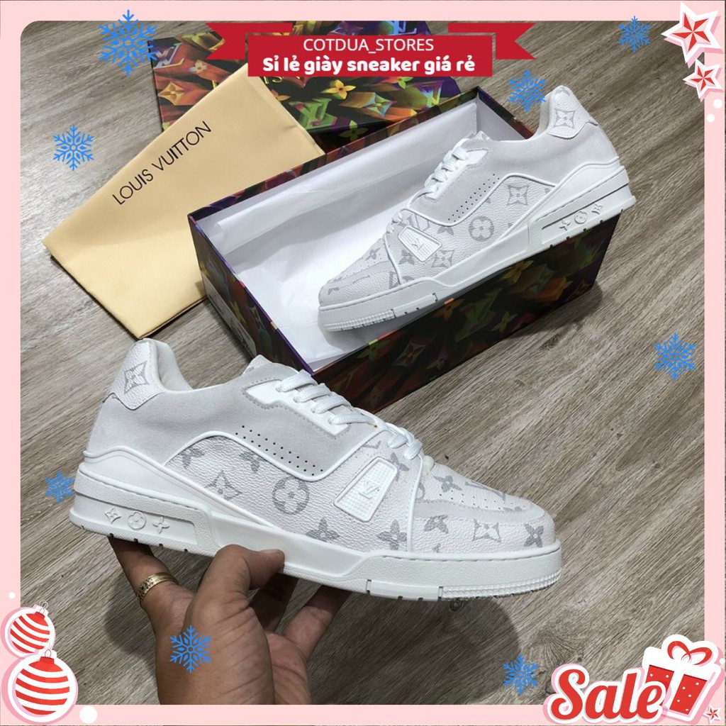 Giầy Lv cổ thấp full trắng cao cấp (full box + free ship check hàng trước khi nhận)