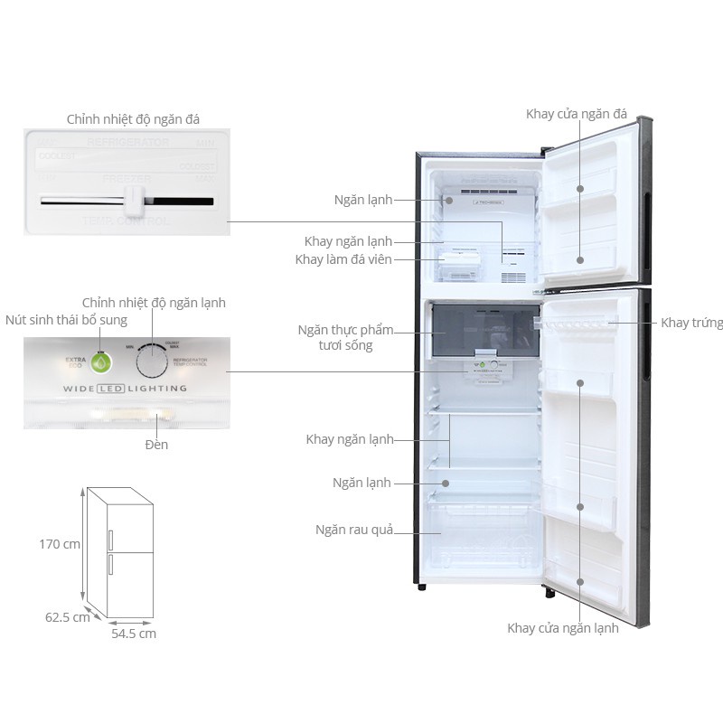 X281E-DS - Tủ lạnh Sharp Inverter 253 lít SJ-X281E-DS Chính Hãng