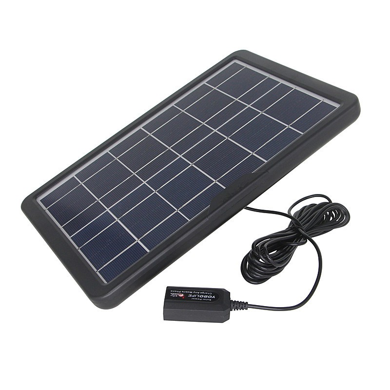 Tấm sạc pin điện thoại năng lượng mặt trời 6V 6W - 6V 10W dây dẫn USB dài 3 mét có bộ ổn định điện áp