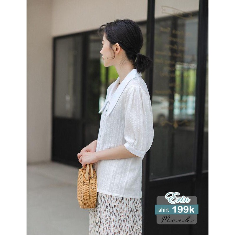 Erin Shirt - Áo sơ mi cổ V tay phồng lỡ - Meek Fashion