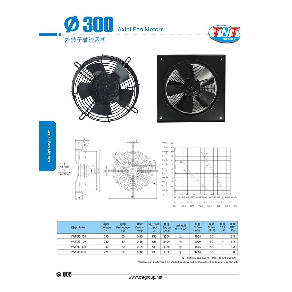 Quạt Dàn Lạnh & Dàn Nóng Đường Kính 300 | MODEL: YWF4-300S