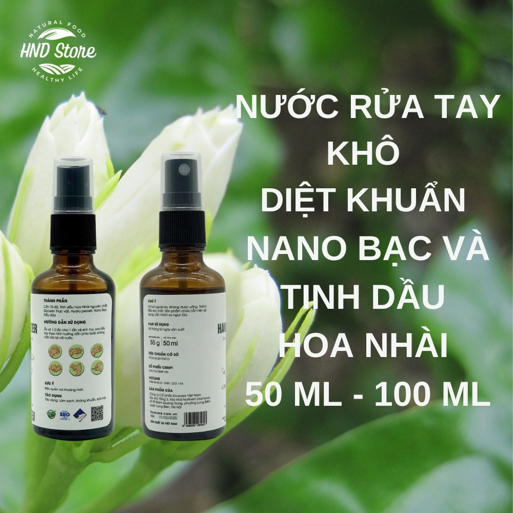 Nước Rửa Tay Sát Khuẩn Hữu Cơ, Xịt Rửa Tay Khô Nano Bạc và Tinh Dầu Hoa Nhài nguyên chất ECOCARE 50 – 100ml – HND Store | BigBuy360 - bigbuy360.vn