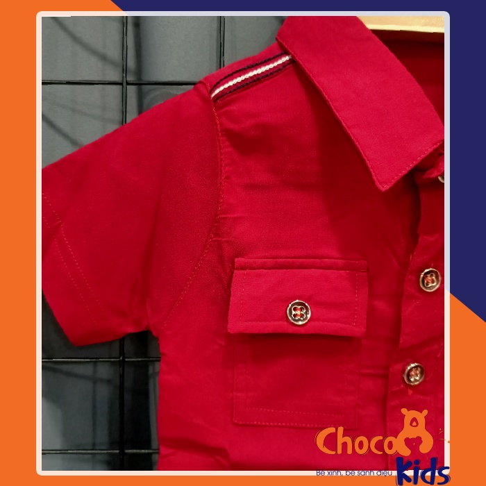 ÁO SƠ MI BÉ TRAI MÀU ĐỎ THUN COTTON CO GIÃN 4 CHIỀU