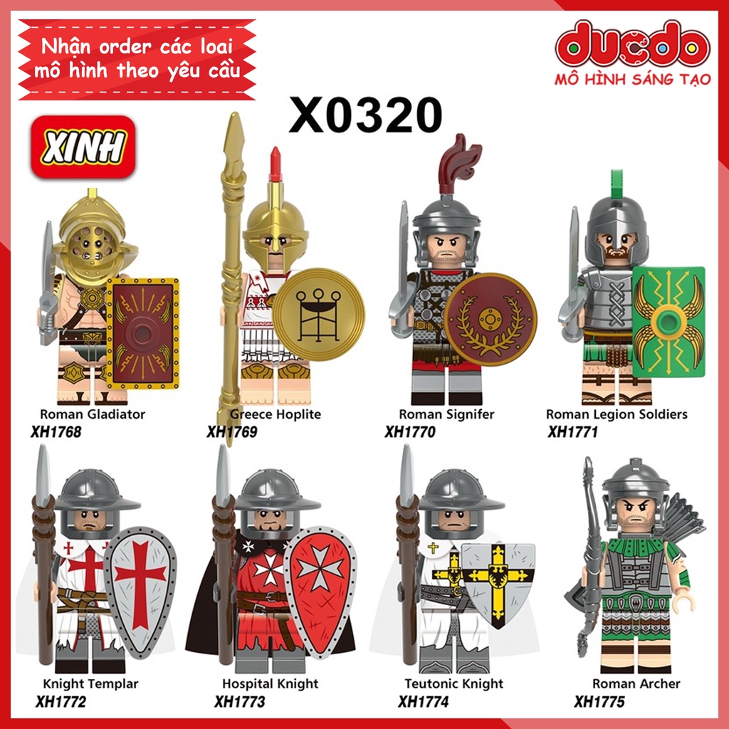 Minifigures lính La mã, Hy lạp trung cổ - Đồ chơi Lắp ghép Xếp hình Mini XINH X0320 Mô hình