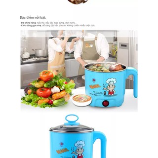 Nồi lẩu mini siêu tốc, nồi lẩu mini đa năng, nồi lâu điên, ca mì siêu tốc, noi lau - Mẫu mới 2019 - BH 1 đổi 1 Tặng khay