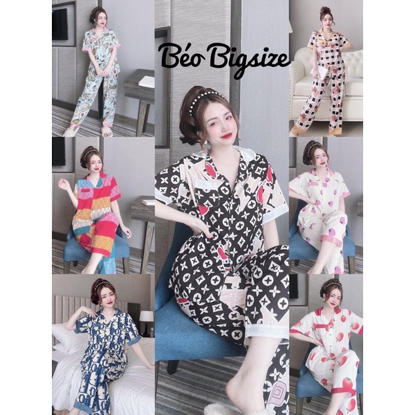 Đồ Bộ Pyjama Bigsize -Béo Bigsize 55-95kg Pyjama Bigsize Cao Cấp Mặc Nhà  Đẹp,Chất  Lụa Nhật mát xịn