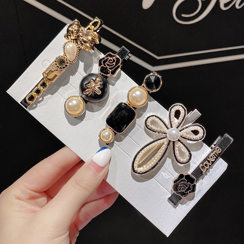 Set 5 Kẹp Tóc Tiểu Thư Sang Chảnh Màu Đen