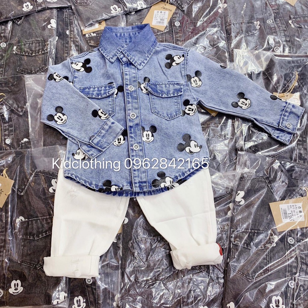 Áo sơ mi jean mickey cho bé trai